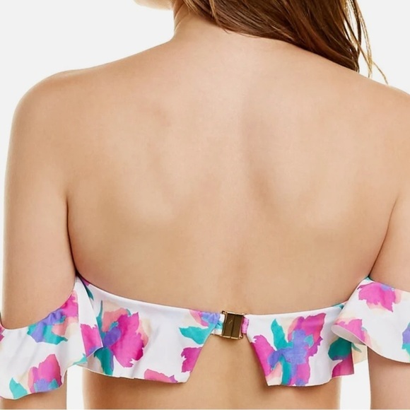 Vix Natalie Bandeau Floral Ruffle Bikini Top Posy - Picture 3 of 6